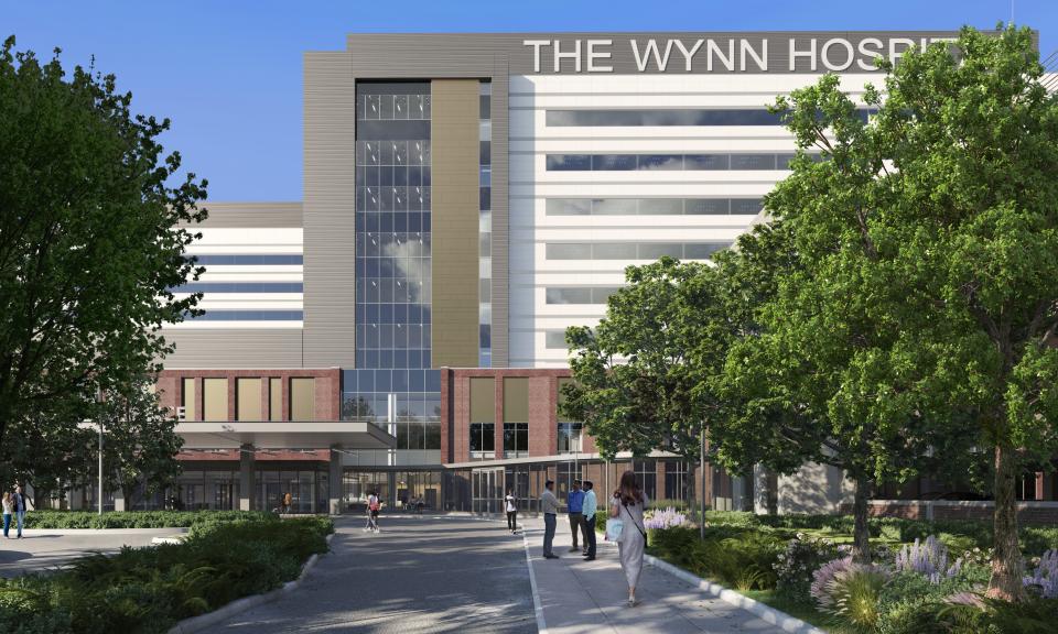 This artist's rendering shows the front of the Mohawk Valley Health System's The Wynn Hospital, which is under construction in downtown Utica. The Wynn Family Foundation has given the health system a $50 million donation. Real estate developer Steve Wynn grew up in Utica.