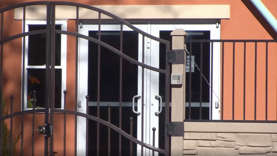 A video still showing the exterior of the Colorado Springs day care centre owned by Carla Faith.