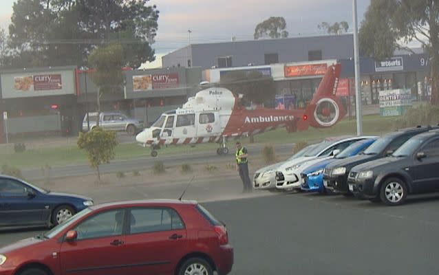 Air ambulance on the scene. Photo: 7News