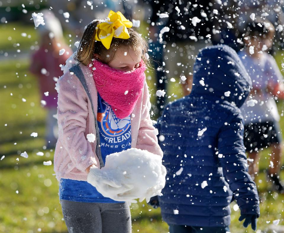 Students at The Bolles Lower School Ponte Vedra Beach Campus were treated to a Winterfest on Friday afternoon, Jan. 7. More than 200 prekindergarten through fifth-grade students were treated to a bounce house, train rides and other games, but the small patch of snow (bags of crushed ice, ground and blown from a large hose) was the main attraction.