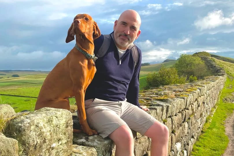 Craig Hamilton, 49, who is walking the length of Hadrian's Wall barefoot. Craig wants to raise awareness of Epidermolysis Bullosa (EB), which his nephew Harry has.