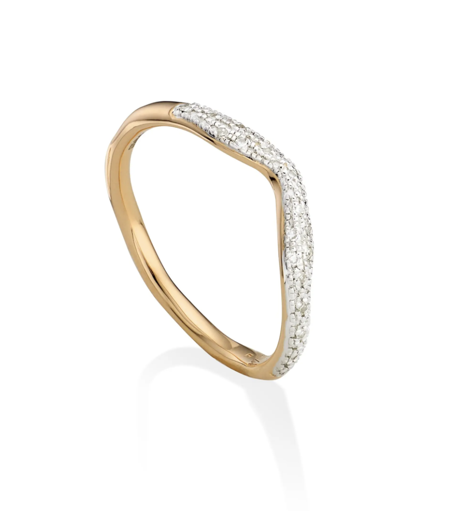 Monica Vinader Riva Diamond Stacking Ring in diamond and gold