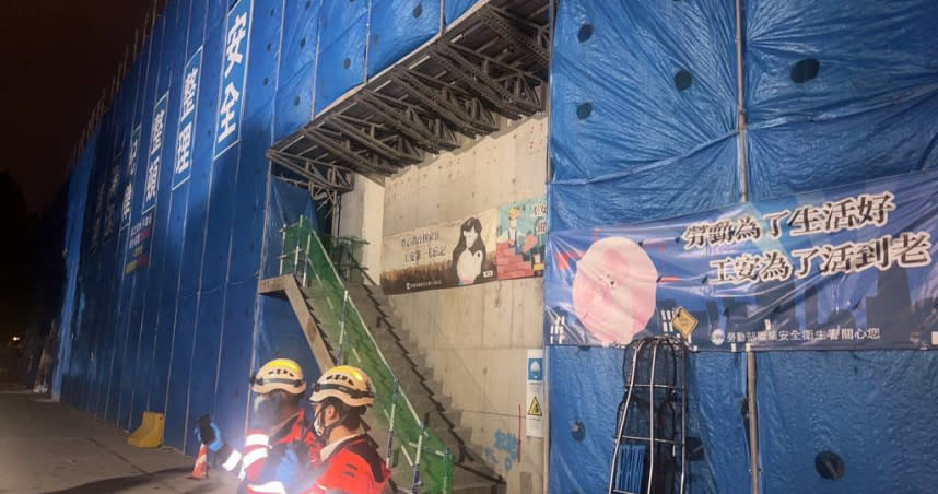 台北晚間發生3名工人在地下室施工昏迷，1人命危到院後搶救中。（圖／北市消防局提供）