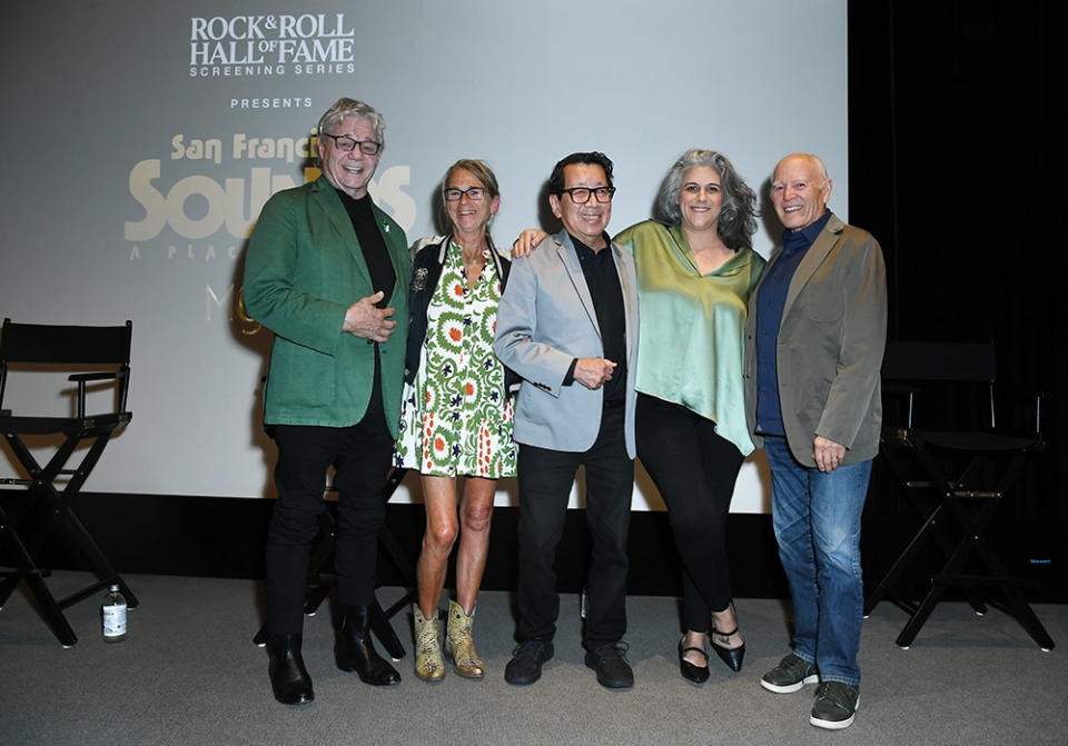 Musician Steve Miller, director Alison Ellwood, Ben Fong-Torres, director Anoosh Tertzazian, and Frank Marshall