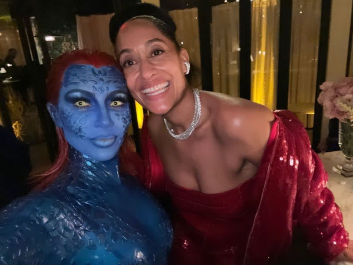 Kim Kardashian dressed as Mystique for Tracee Ellis Ross’ birthday party (Instagram/Kim Kardashian)