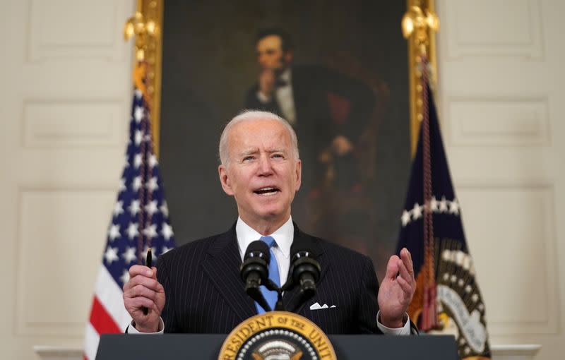 Biden speaks about the COVID-19 pandemic response at the White House in Washington