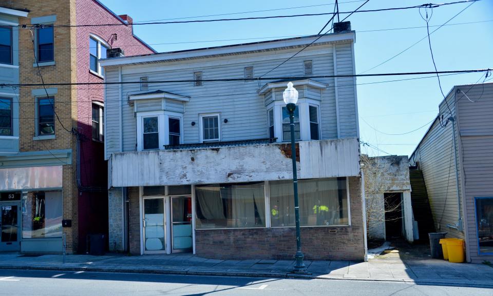 55 W. Main St. in Hancock on arch 25, 2024. Town Manager Michael Faith said he discovered partially collapsed floors in the building earlier in the day and called emergency crews.