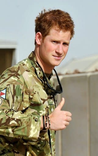 Prince Harry gives the thumbs up upon his arrival at Camp Bastion in Afghanistan on September 7. "We will do our best to kill Prince Harry and Britain's other troops based in Helmand," a militia spokesman told AFP