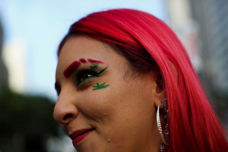 FILE PHOTO: People take part in the march for marijuana, in favor of the decriminalization of cannabis, in Sao Paulo