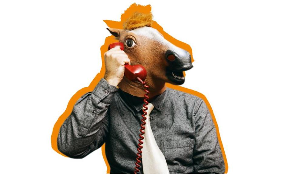 Horse at officeBusiness horse talking with phone