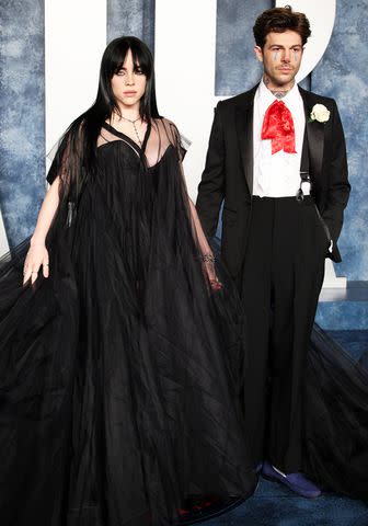 <p>Daniele Venturelli/Getty</p> Billie Eilish and Jesse Rutherford attend the 2023 Vanity Fair Oscar Party hosted by Radhika Jones at Wallis Annenberg Center for the Performing Arts on March 12, 2023 in Beverly Hills, California.