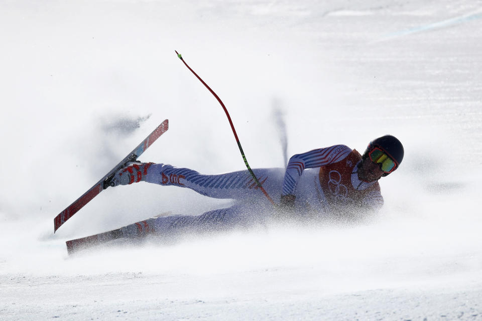 <p>Ryan Cochran-Siegle of the United States crashes during the Men’s Alpine Combined Downhill on day four of the PyeongChang 2018 Winter Olympic Games at Jeongseon Alpine Centre on February 13, 2018 in Pyeongchang-gun, South Korea. (Photo by Ezra Shaw/Getty Images) </p>