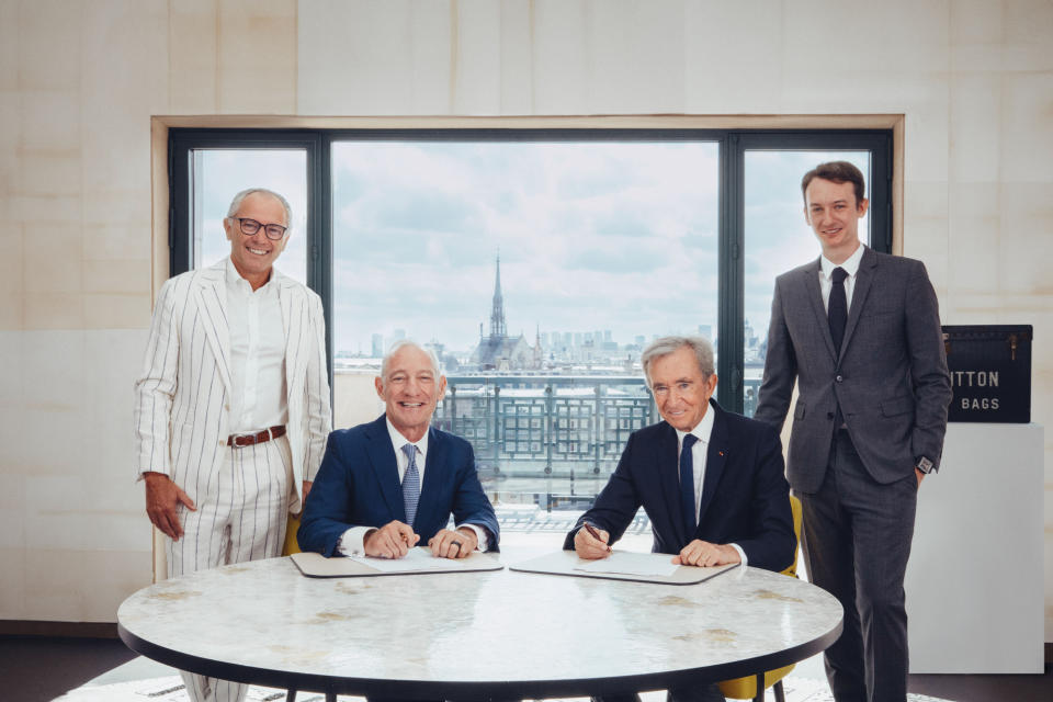 Bernard Arnault, Stefano Domenicali, Greg Maffei, Bernard Arnault and Frédéric Arnault.