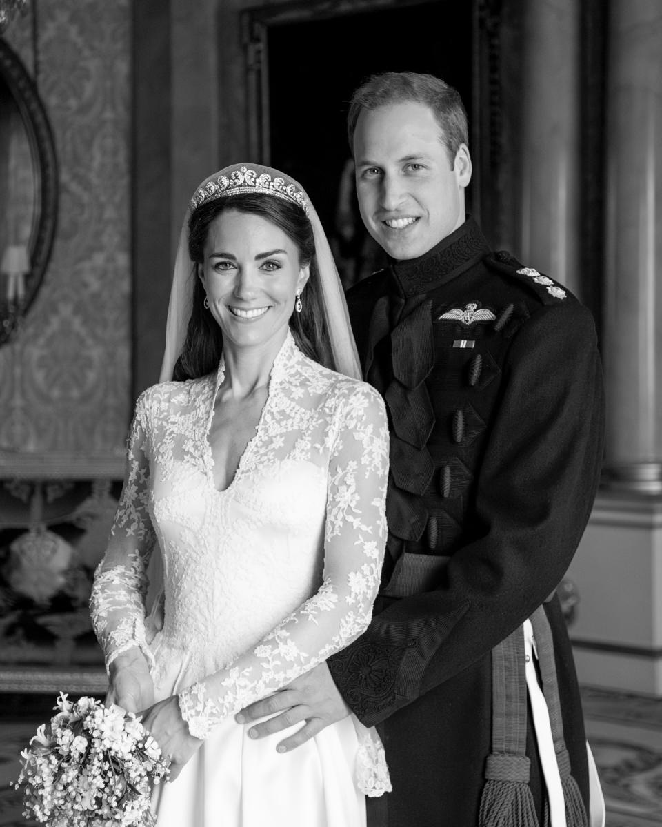 Prince William and Kate Middleton in a previously unseen wedding photo