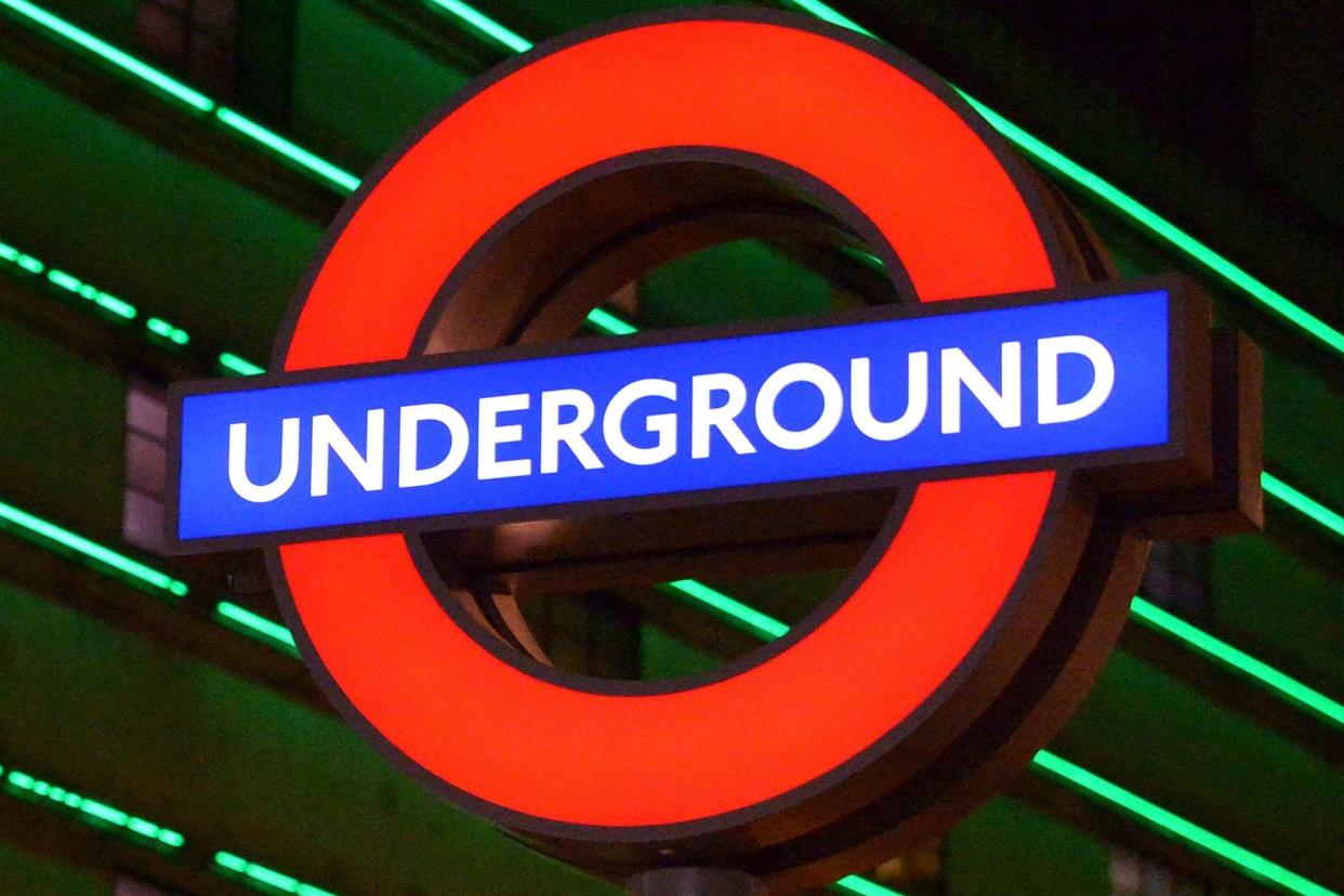 A London Underground sign: PA