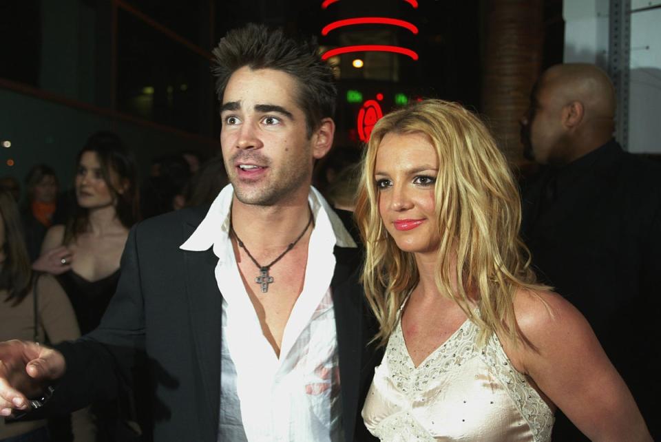 Britney Spears and Colin Farrell arrive at the premiere of 'The Recruit', 2003 (Getty)