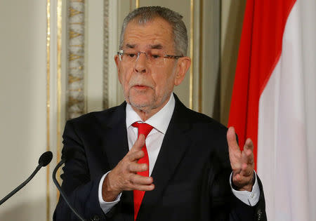 Austrian President-elect Alexander Van der Bellen addresses a news conference in Vienna, Austria, December 6, 2016. REUTERS/Heinz-Peter Bader