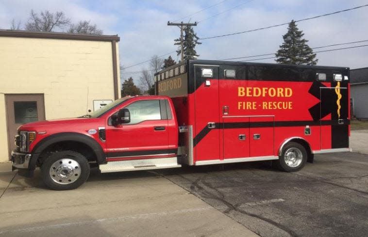 One of the newest EMS vehicles in the Bedford Township Fire Department’s fleet is shown. The Ford F450-based unit was purchased for $242,000 and placed into service in 2019. It is scheduled to be replaced in 2031, as listed in the department’s 2019 annual report.