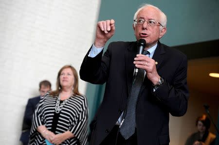 Democratic U.S. presidential candidate Bernie Sanders speaks at a campaign rally in Wausau, Wisconsin April 3, 2016. REUTERS/Mark Kauzlarich