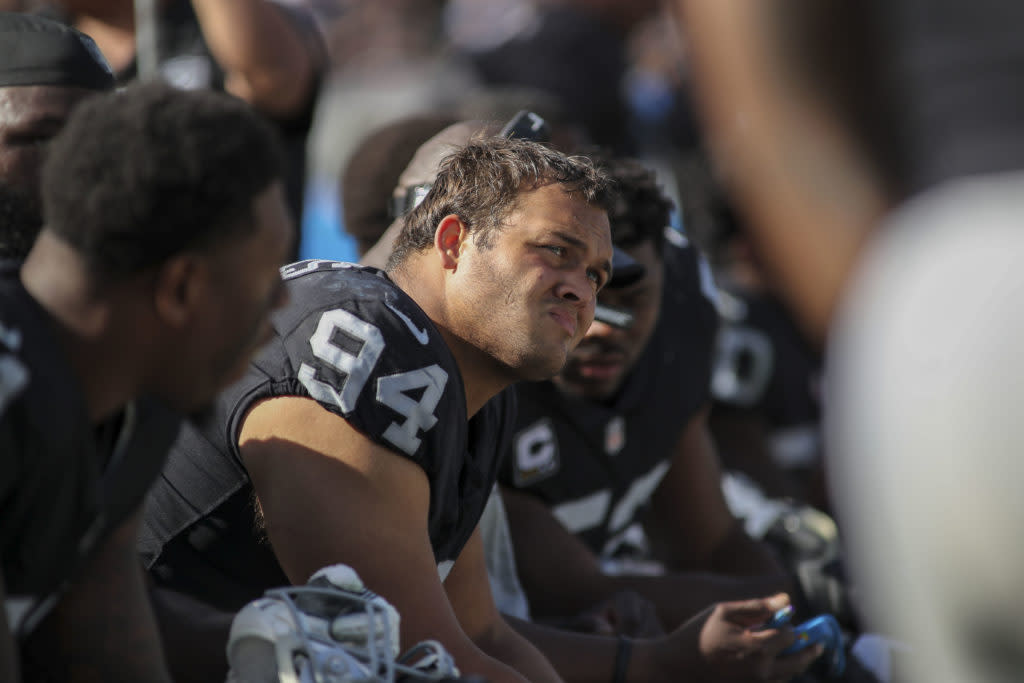 Oakland Raiders defensive tackle Eddie Vanderdoes