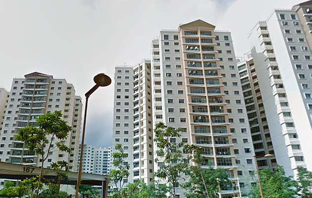 A view of the vicinity of Block 167 in Punngol East, where a fire broke out in a bedroom on the 17th floor. (Photo: Google Street View)