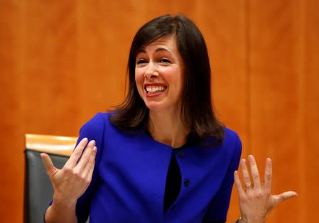 FILE PHOTO: Federal Communications Commission (FCC) commissioner Jessica Rosenworcel attends a FCC Net Neutrality hearing
