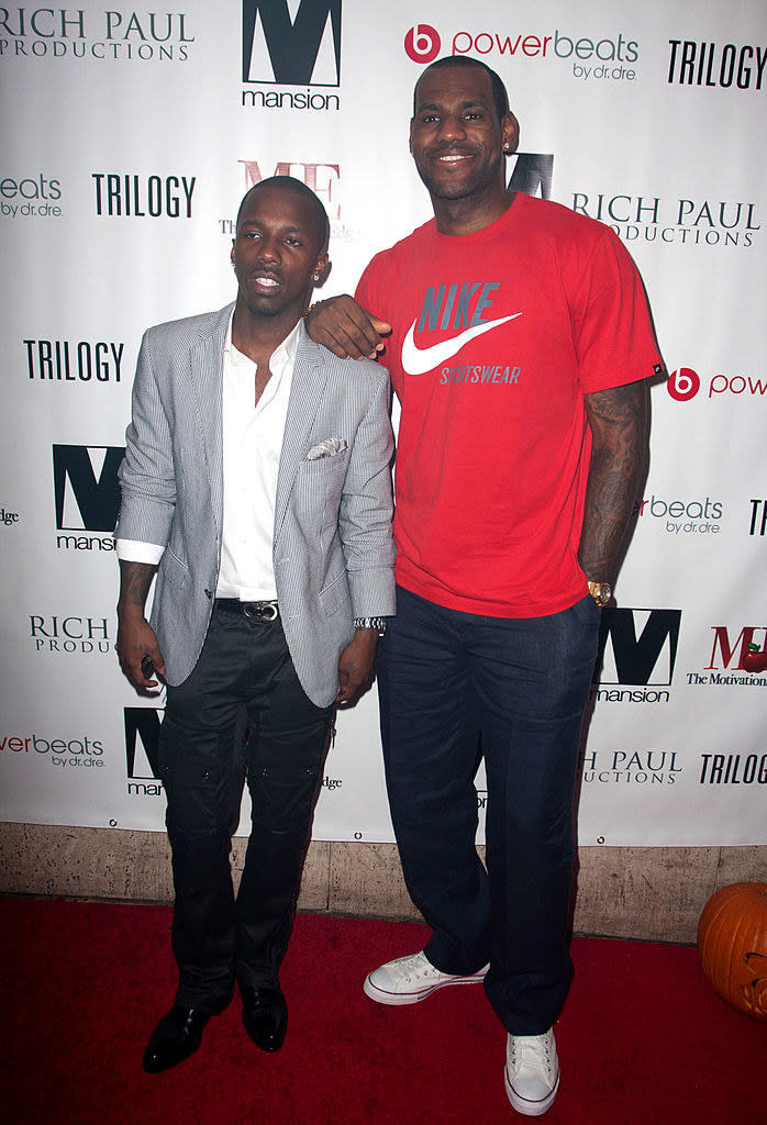 Rich Paul and LeBron James arrive at Mansion nightclub