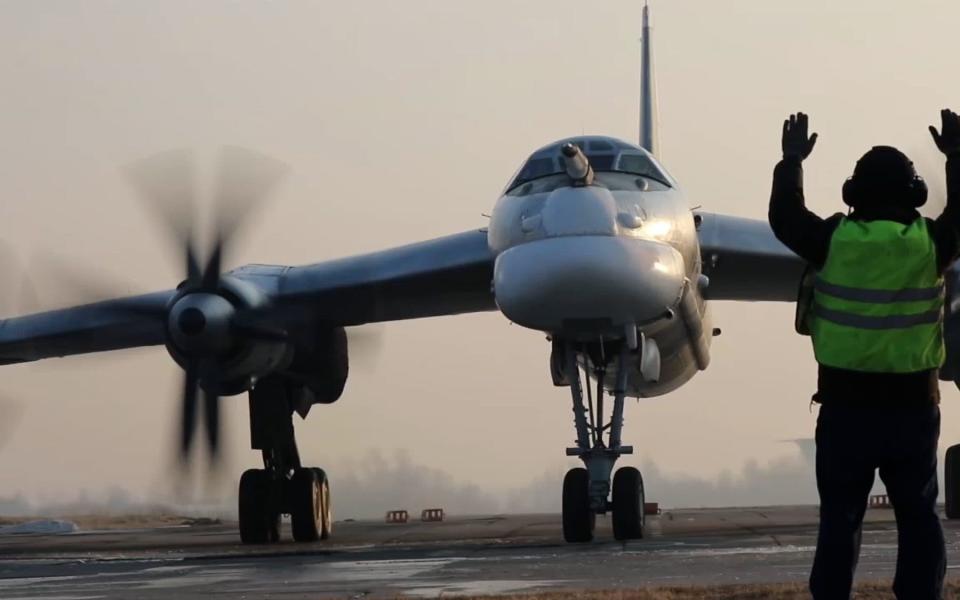 A Russian Tu-95MS preparing to take off. - @mod_russia/Newsflash