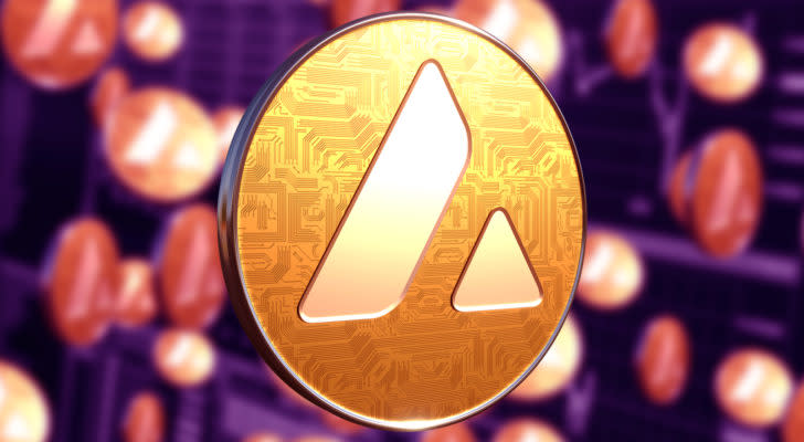 gold Avalanche (AVAX) cryptocurrency concept coin