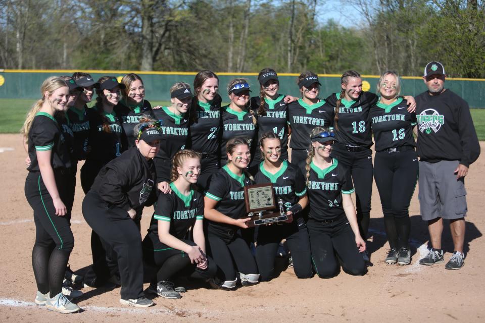 Yorktown softball beat Wapahani 6-1 in the 2022 Delaware County championship on Saturday, May 7, 2022.