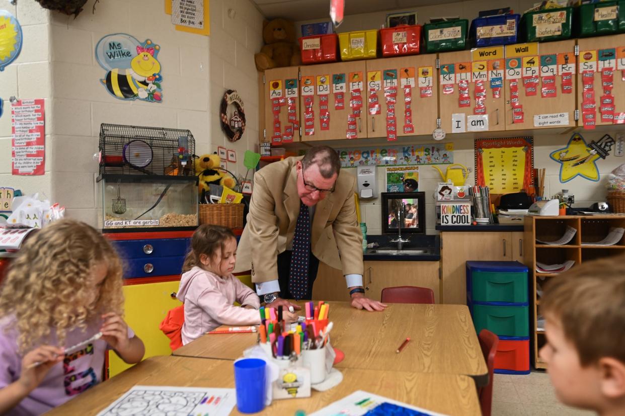 Eaton Rapids Public Schools Superintendent Bill DeFrance at Greyhound Central Elementary in Eaton Rapids on Thursday, May 9, 2024. DeFrance will retire at the end of the year.