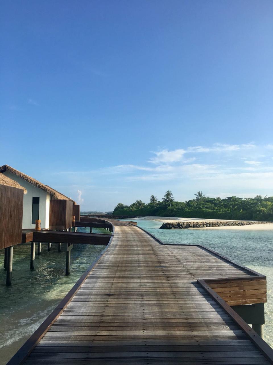 The water villas are spread out at either end of the island, one side boasting sunrise views and the other sunset [Photo: Yahoo Style UK]