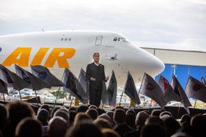 John Dietrich, President and Chief Executive Officer, Atlas Air Worldwide, represents Atlas Air’s 5,000 employees at the ceremony Boeing hosted to celebrate production of the final Boeing 747. To honor the legacy of the “Queen of the Skies,” a special decal is included to the right of the nose featuring Joe Sutter, considered by Boeing to be the “Father of the 747.”