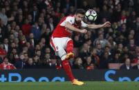 Britain Soccer Football - Arsenal v West Ham United - Premier League - Emirates Stadium - 5/4/17 Arsenal's Olivier Giroud scores their third goal Reuters / Eddie Keogh Livepic