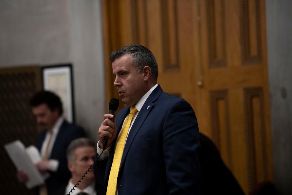 Representative Jason Powell during a house session at the State Capitol Building in Nashville , Tenn., Monday, March 6, 2023.