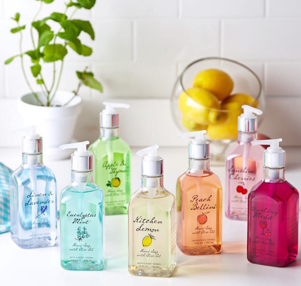 Bath and Body Works launched adorable rainbow hand soaps that are infused with olive oil