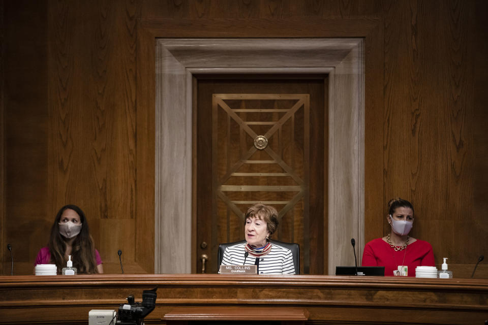 Chairwoman Senator Susan Collins speaks during a Senate Special Committee of Aging hearing on July 21, 2020.<span class="copyright">Samuel Corum—Getty Images</span>