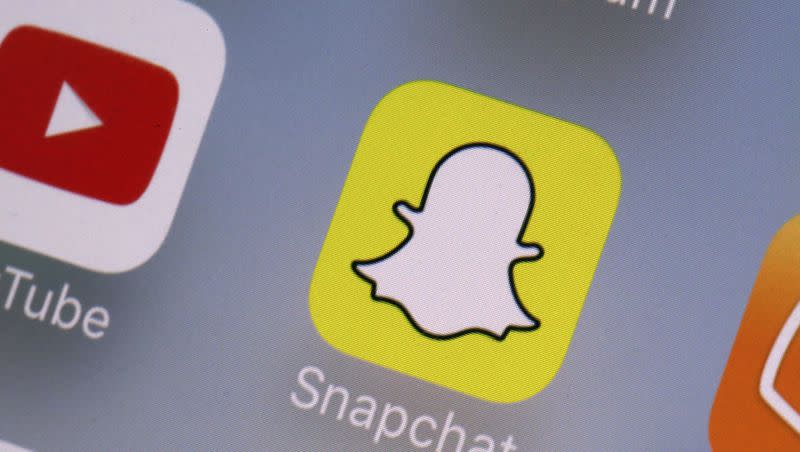 The Snapchat app on a mobile device in New York on Aug. 9, 2017. A new advisory from the U.S. surgeon general warns of the impact of social media on children.