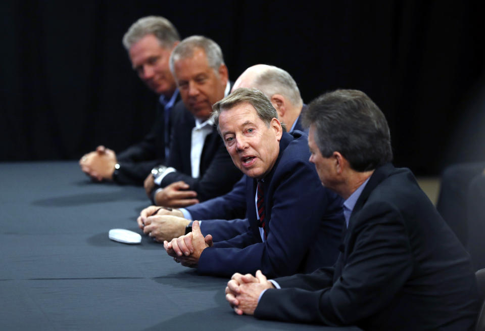 Ford Motor Co., Executive Chairman Bill Ford opens contract talks with the United Auto Workers, Monday, July 15, 2019, in Dearborn, Mich. (AP Photo/Carlos Osorio)