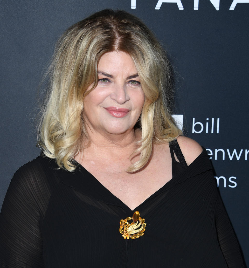 Kirstie Alley arrives at the Premiere Of Quiver Distribution's "The Fanatic" at the Egyptian Theatre on August 22, 2019 in Hollywood, California. (Photo by Steve Granitz/WireImage,)