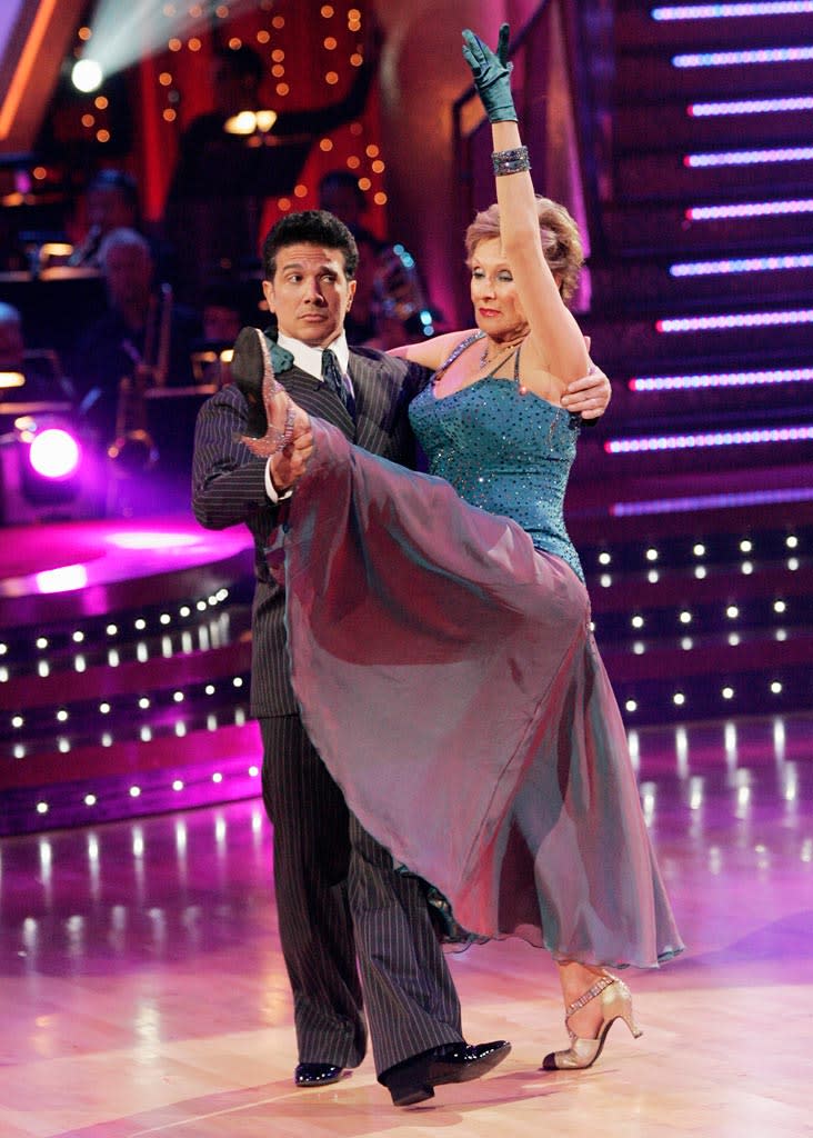 Corky Ballas and Cloris Leachman perform a dance on the seventh season of Dancing with the Stars.