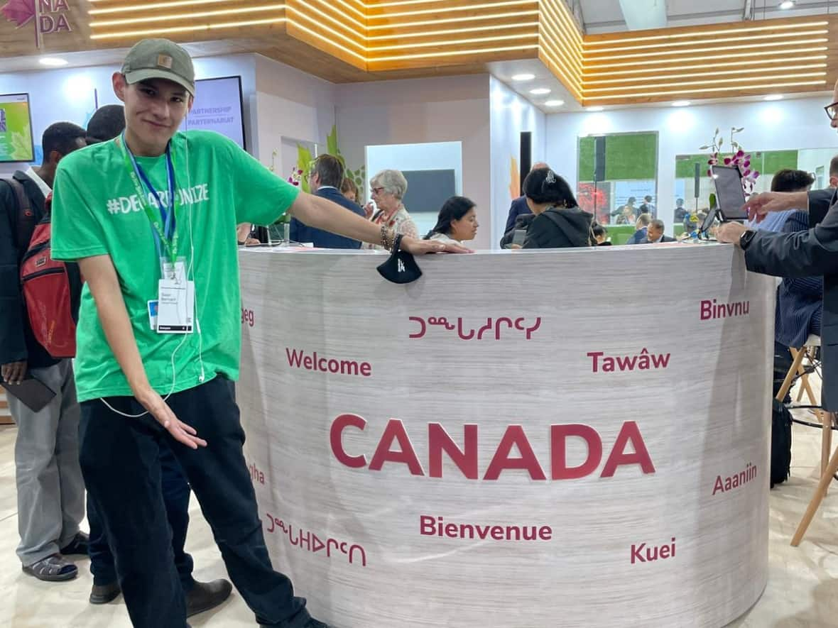 Sean Bernard, a Grade 12 student from Waterhen Lake First Nation in Saskatchewan, is attending the United Nations Climate Change Conference in Egypt as a youth delegate. (Submitted by Tanis Crawford - image credit)