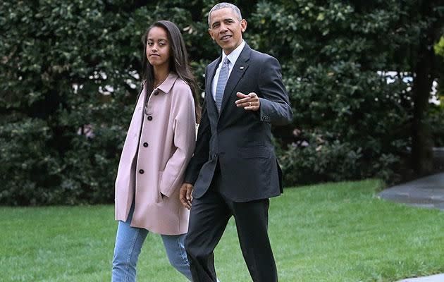 Malia and Dad, Barrack Obama, in April. Photo: Getty