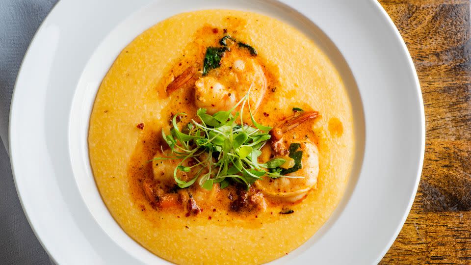 Grits, with shrimp. - rebeccafondren/iStockphoto/Getty Images