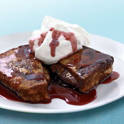 Peanut Butter-Chocolate Stuffed French Toast with Jam Syrup