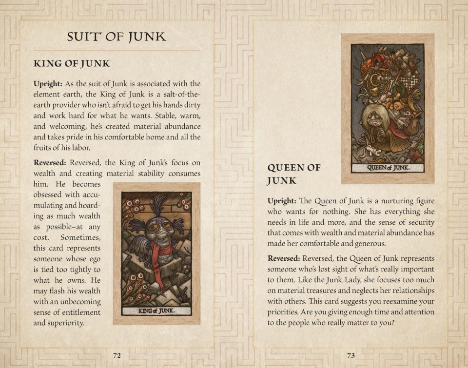 Labyrinth Suit of Junk tarot guidebook information