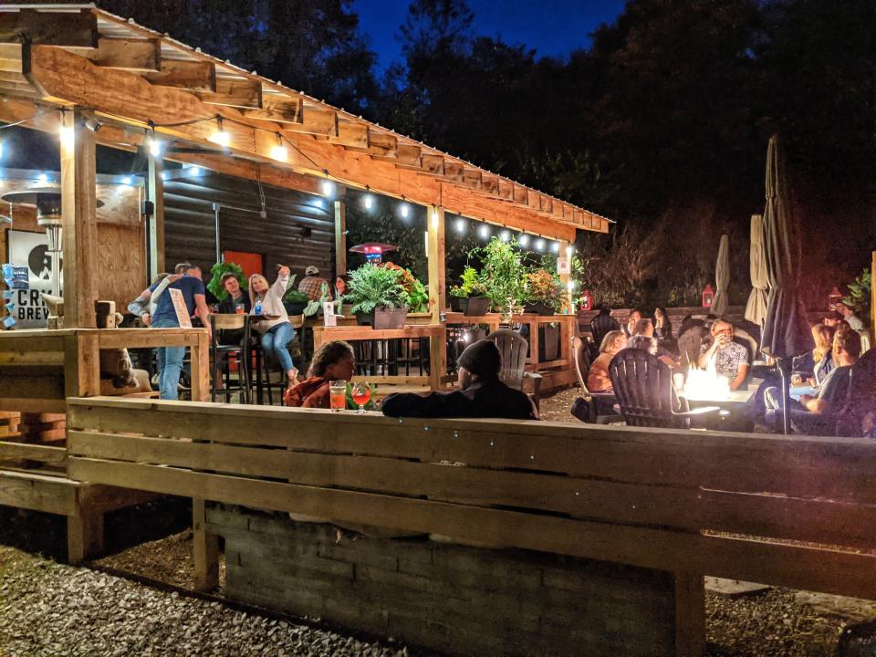 Crisis Brewing in Fayetteville, Arkansas has a comfortable, tree-lined patio.