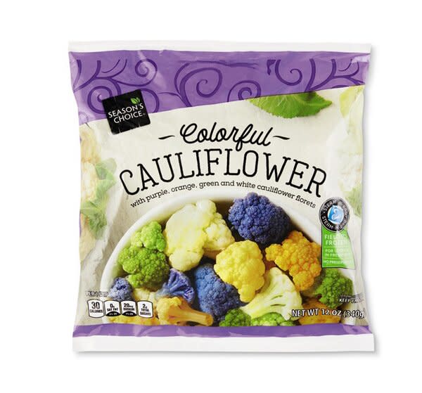 bag of multicolored cauliflower