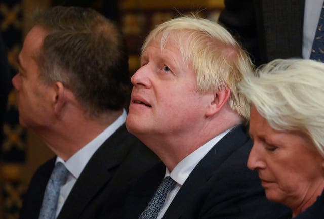 Boris Johnson looks up