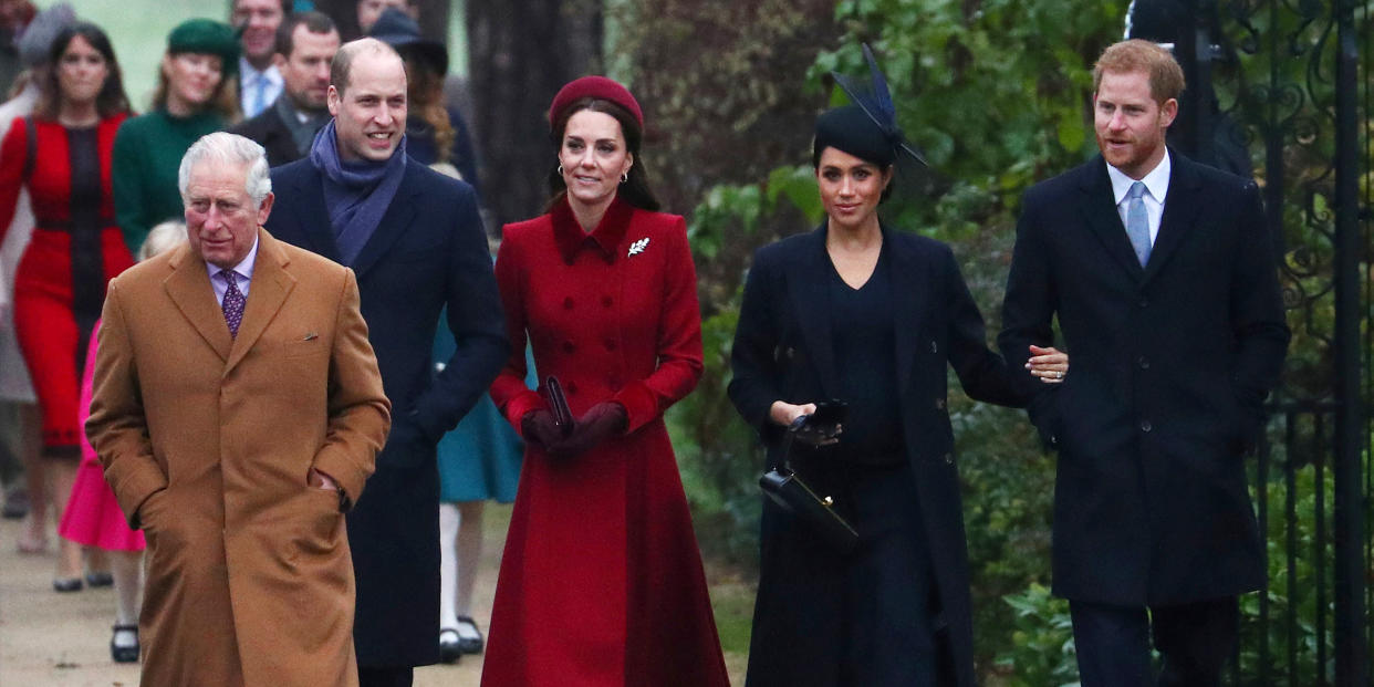 Members of Royal family arrive at St Mary Magdalene's church for the Royal Family's Christmas Day service on the Sandringham estate in eastern England (Hannah Mckay / Reuters)